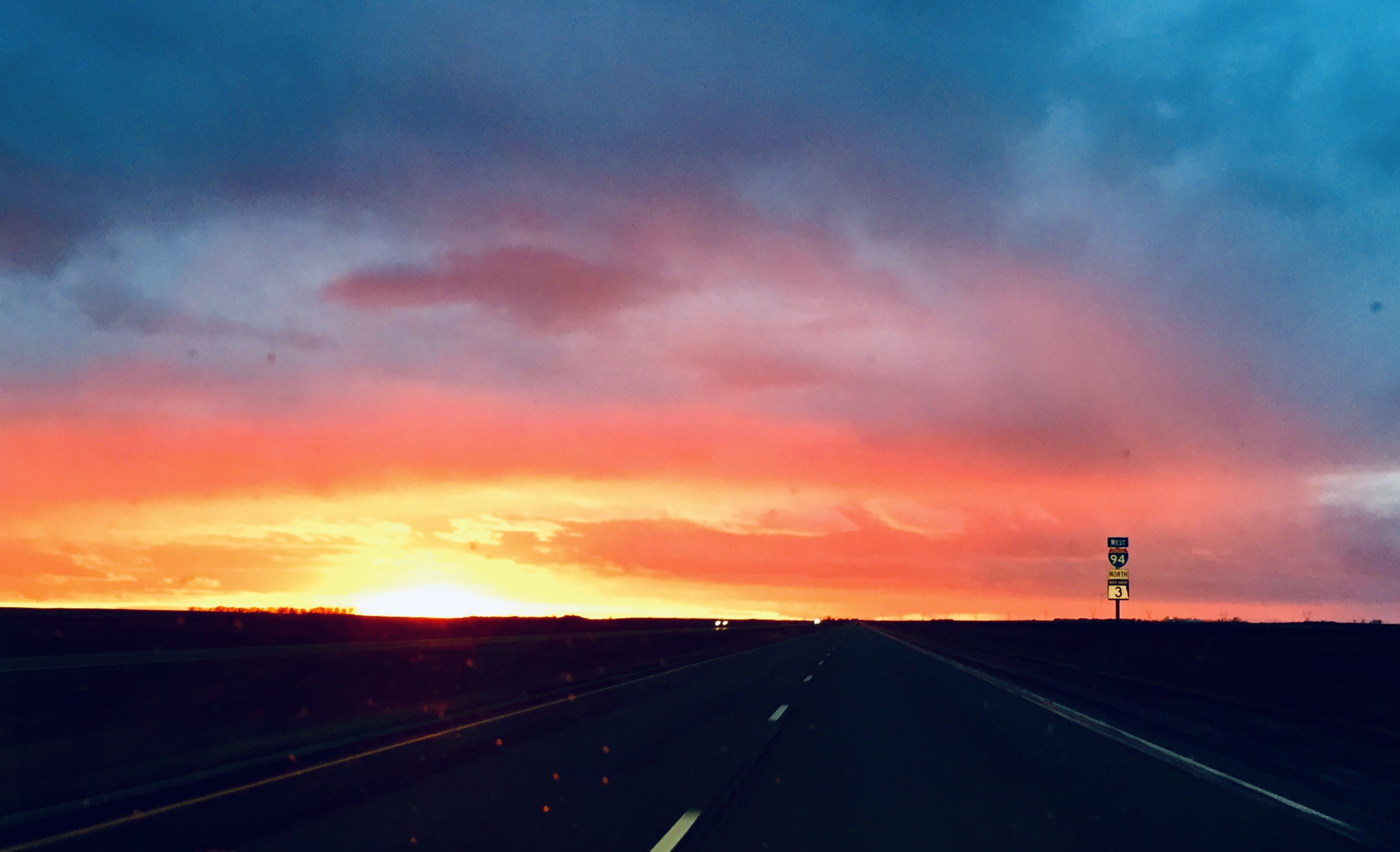 Interstate 94 Sunset in North Dakota